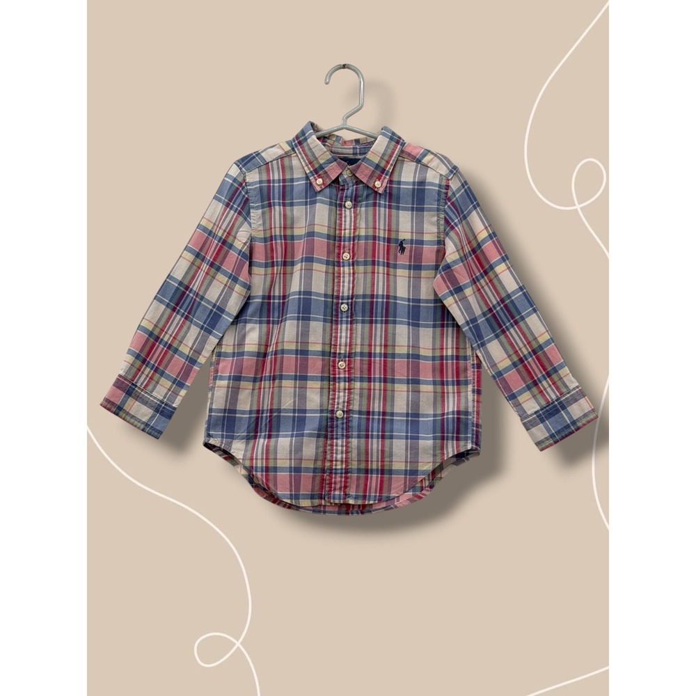 Polo Ralph Lauren Plaid Cotton Button Down Shirt Kids Size 7